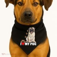 Dogs - I Love My Pug USA-Made Doggie Bandana thumb 1
