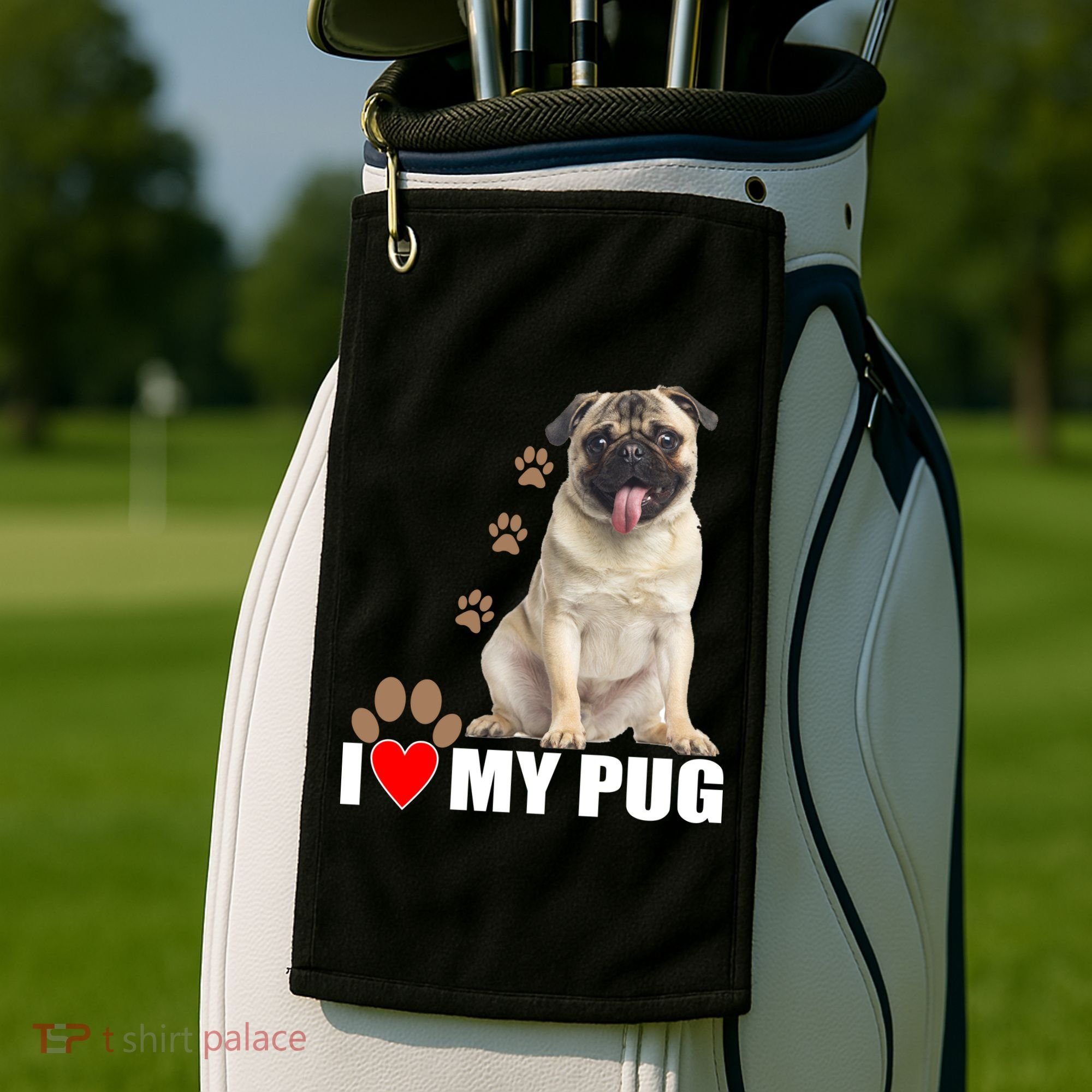 Dogs - I Love My Pug Golf Towel