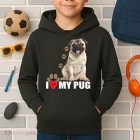 Dogs - I Love My Pug Kids Hoodie thumb 2
