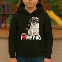 Dogs - I Love My Pug Kids Hoodie thumb 3