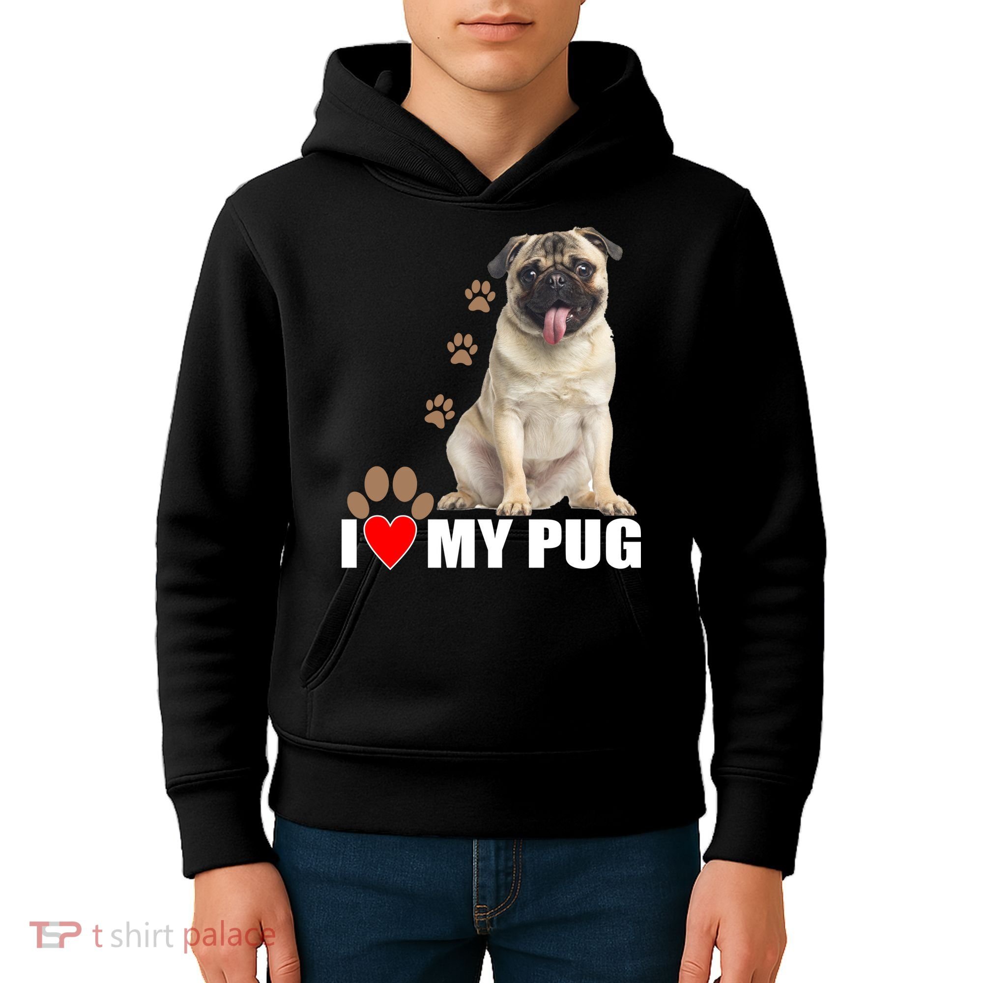 Dogs - I Love My Pug Kids Hoodie