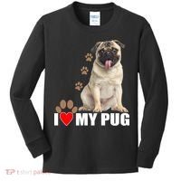 Dogs - I Love My Pug Kids Long Sleeve Shirt thumb 0
