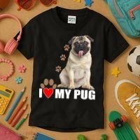Dogs - I Love My Pug Kids T-Shirt thumb 3