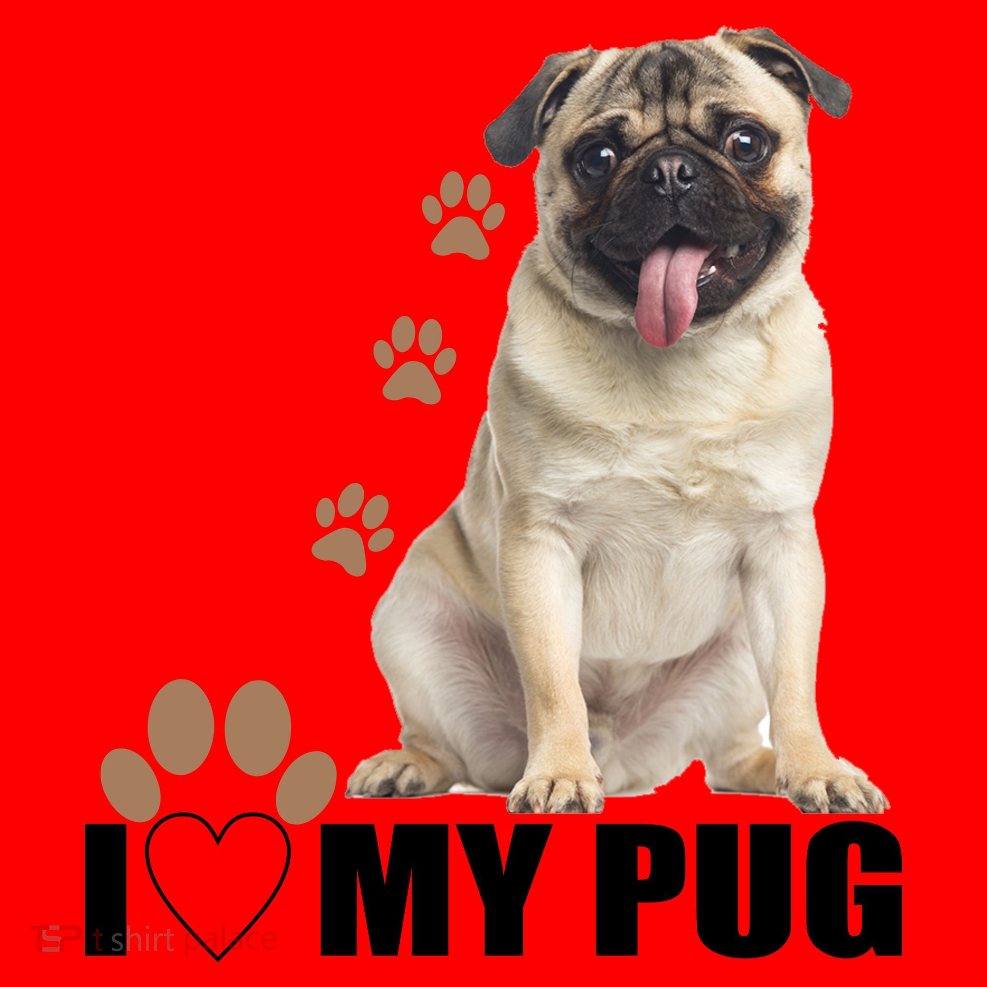 Dogs - I Love My Pug Santa Hat
