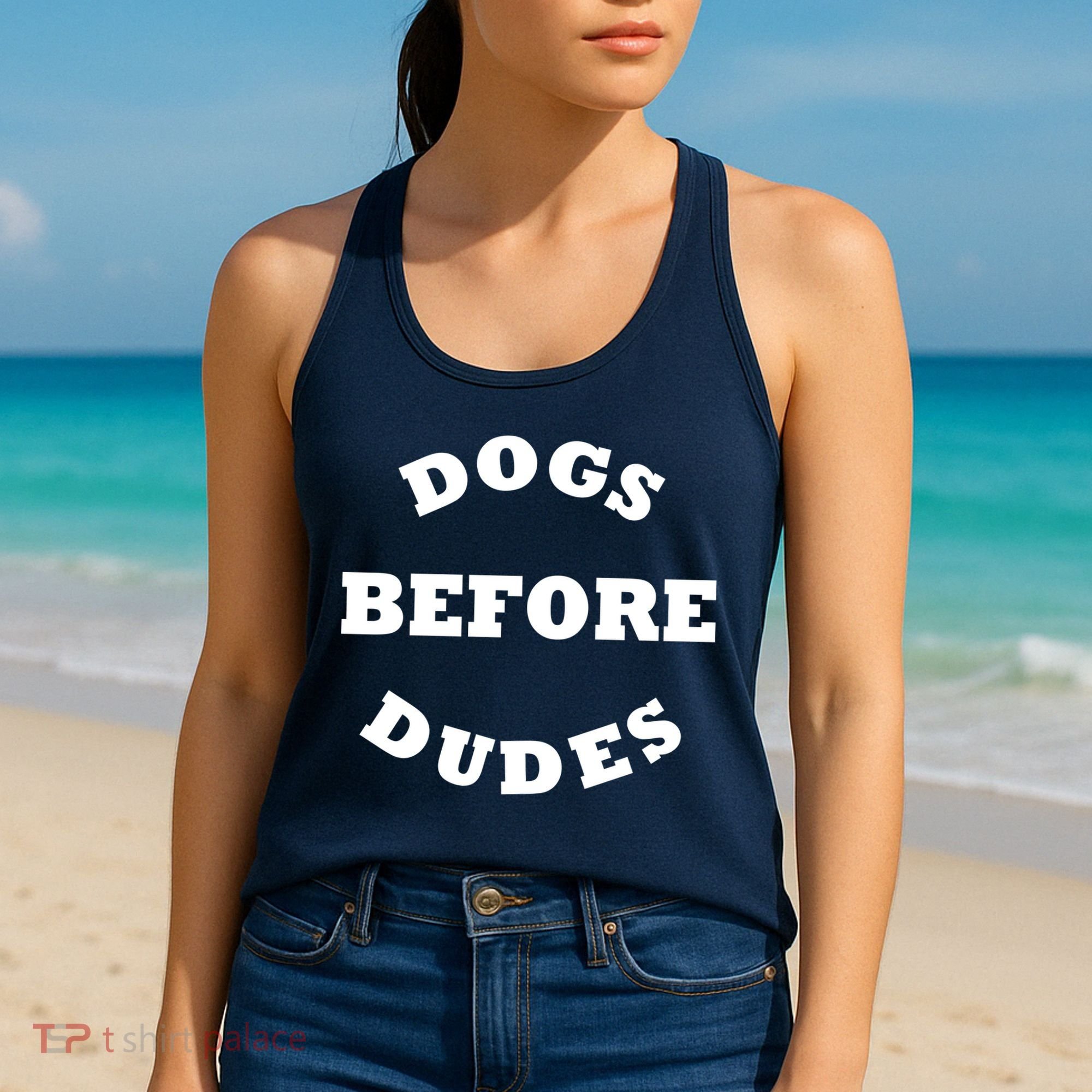 Dogs Before Dudes Funny Saying Women's Tank Top