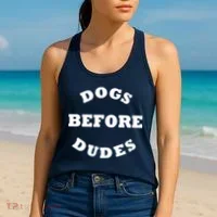 Dogs Before Dudes Funny Saying Women's Tank Top thumb 2