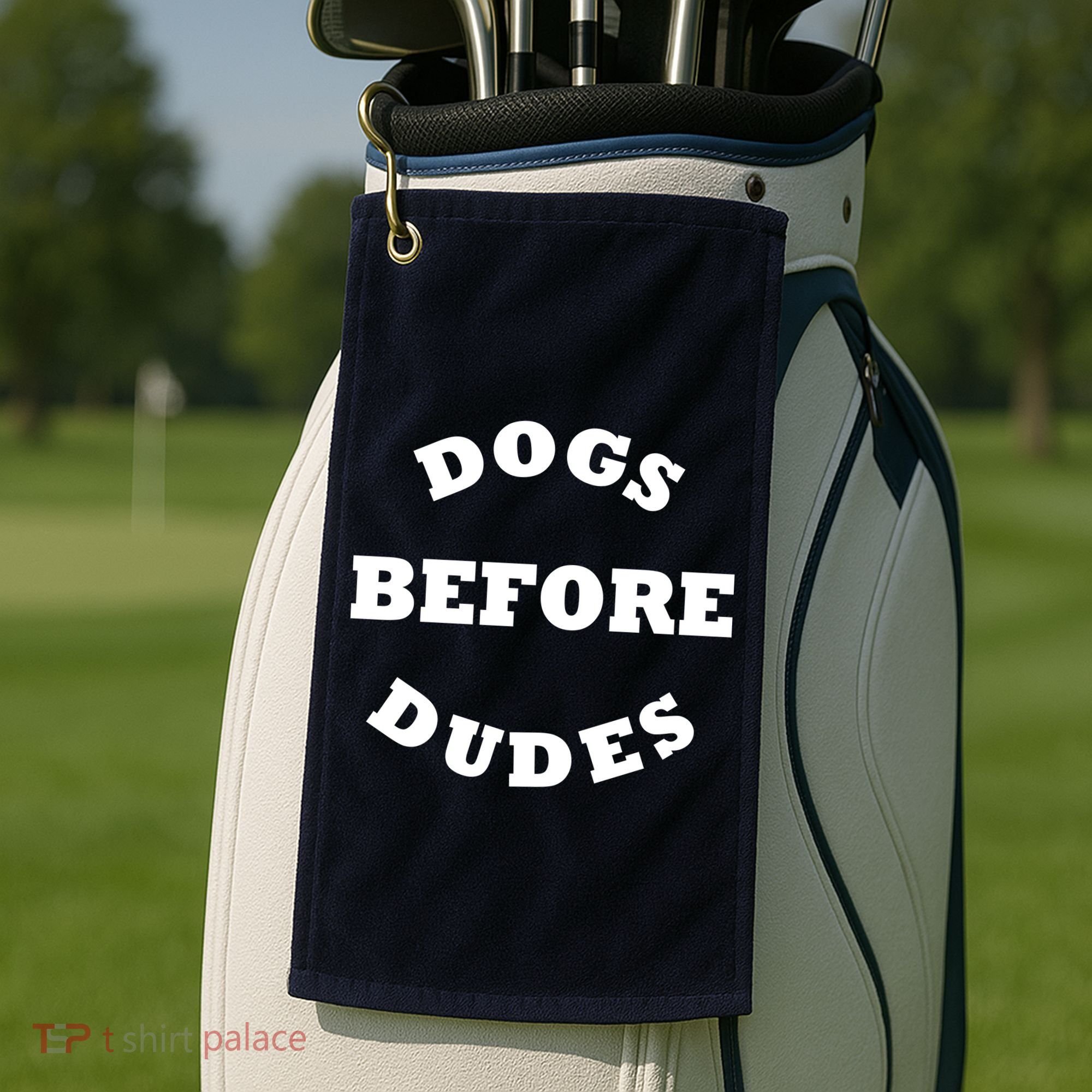 Dogs Before Dudes Funny Saying Golf Towel