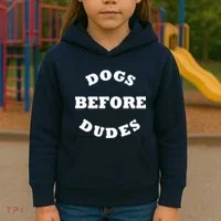 Dogs Before Dudes Funny Saying Kids Hoodie thumb 3