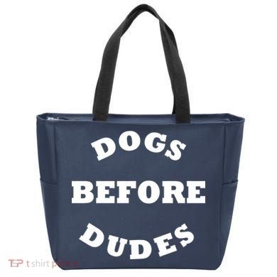 Dogs Before Dudes Funny Saying Tote Bag