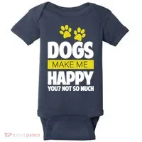 Dogs Make Me Happy You Not So Much Baby Bodysuit thumb 0