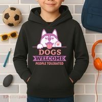 Dogs Welcome People Tolerated Kids Hoodie thumb 2