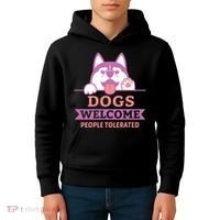 Dogs Welcome People Tolerated Kids Hoodie thumb 4