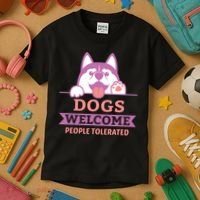 Dogs Welcome People Tolerated Kids T-Shirt thumb 3