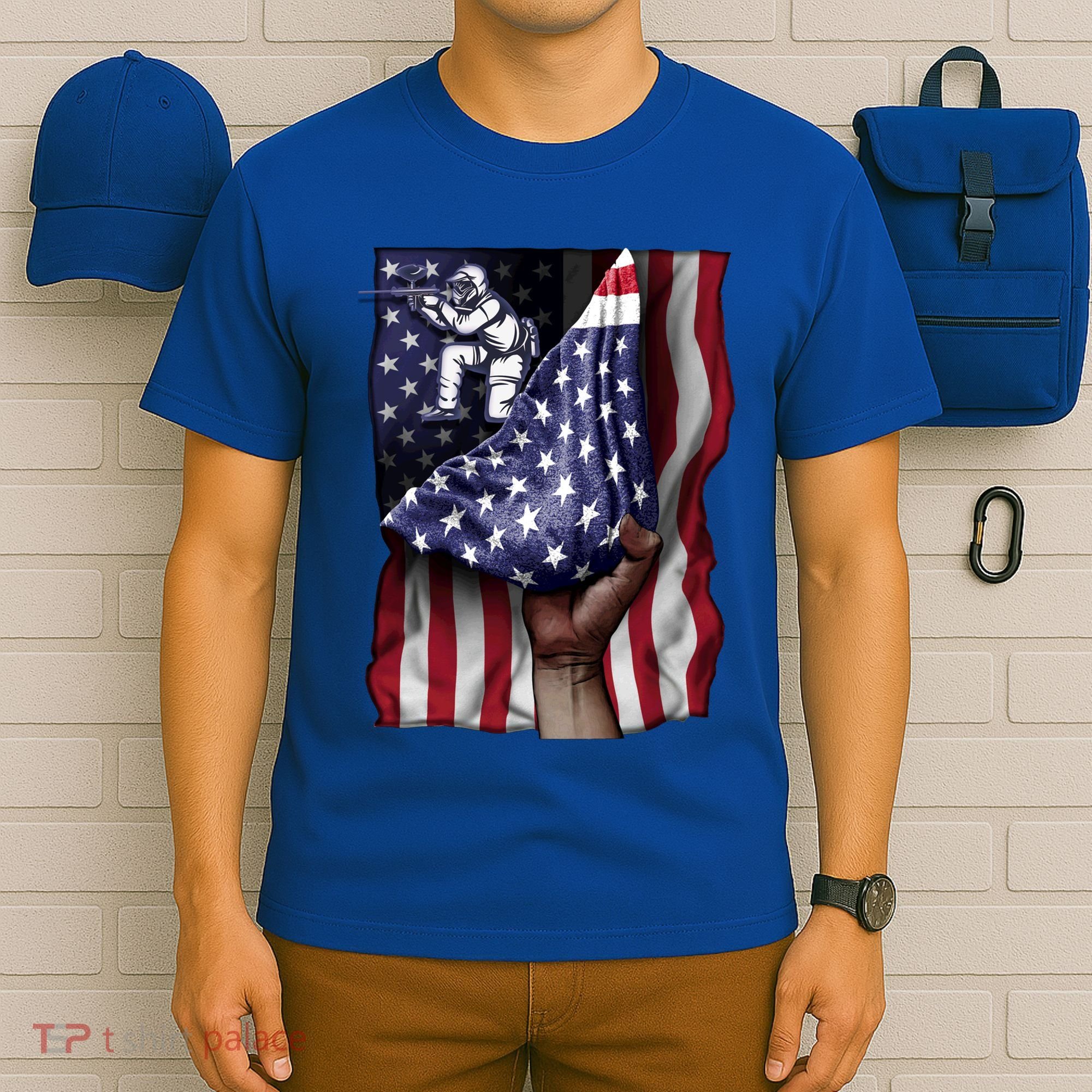 Day Of Independence Us Flag Paintball Funny Gift T-Shirt