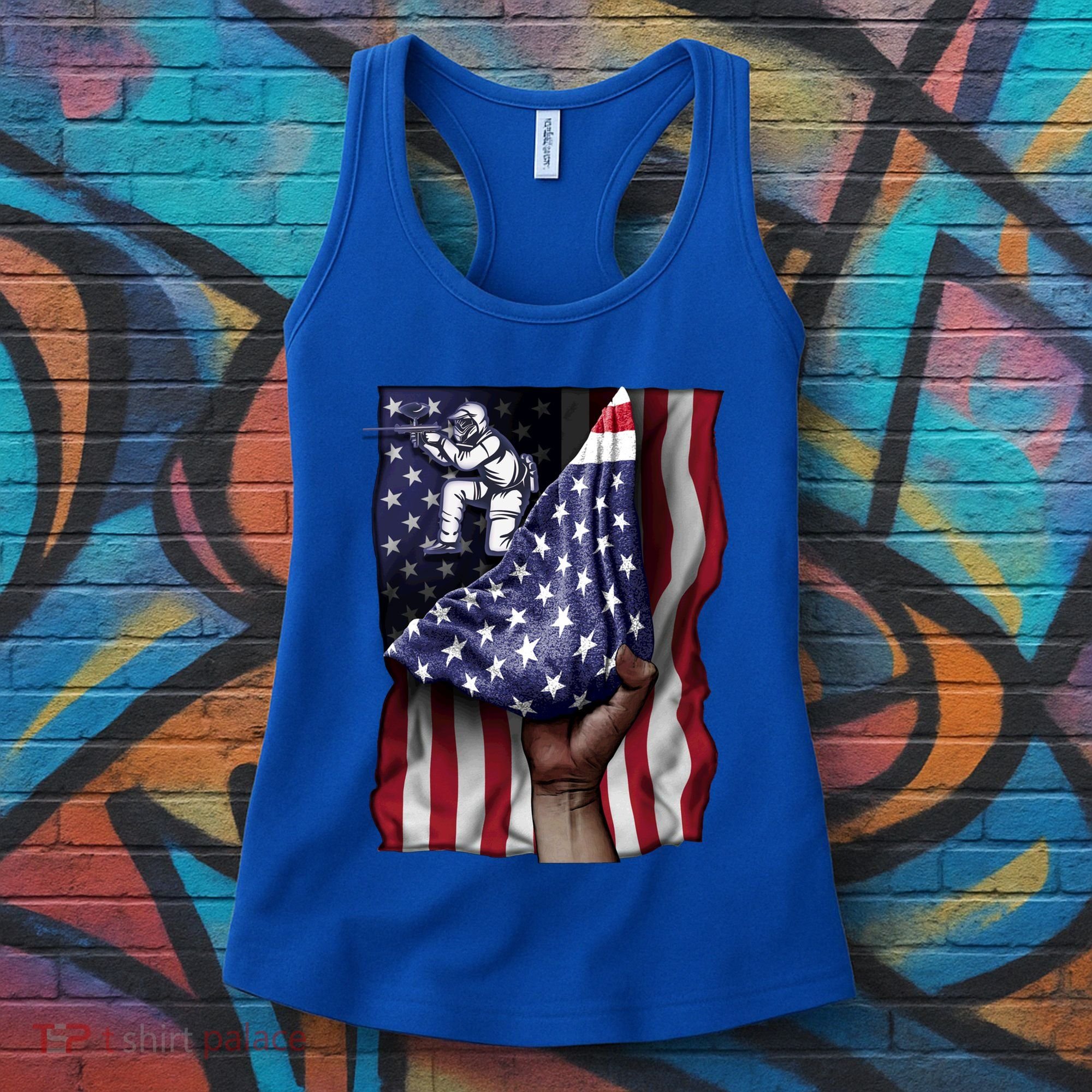 Day Of Independence Us Flag Paintball Funny Gift Women's Tank Top