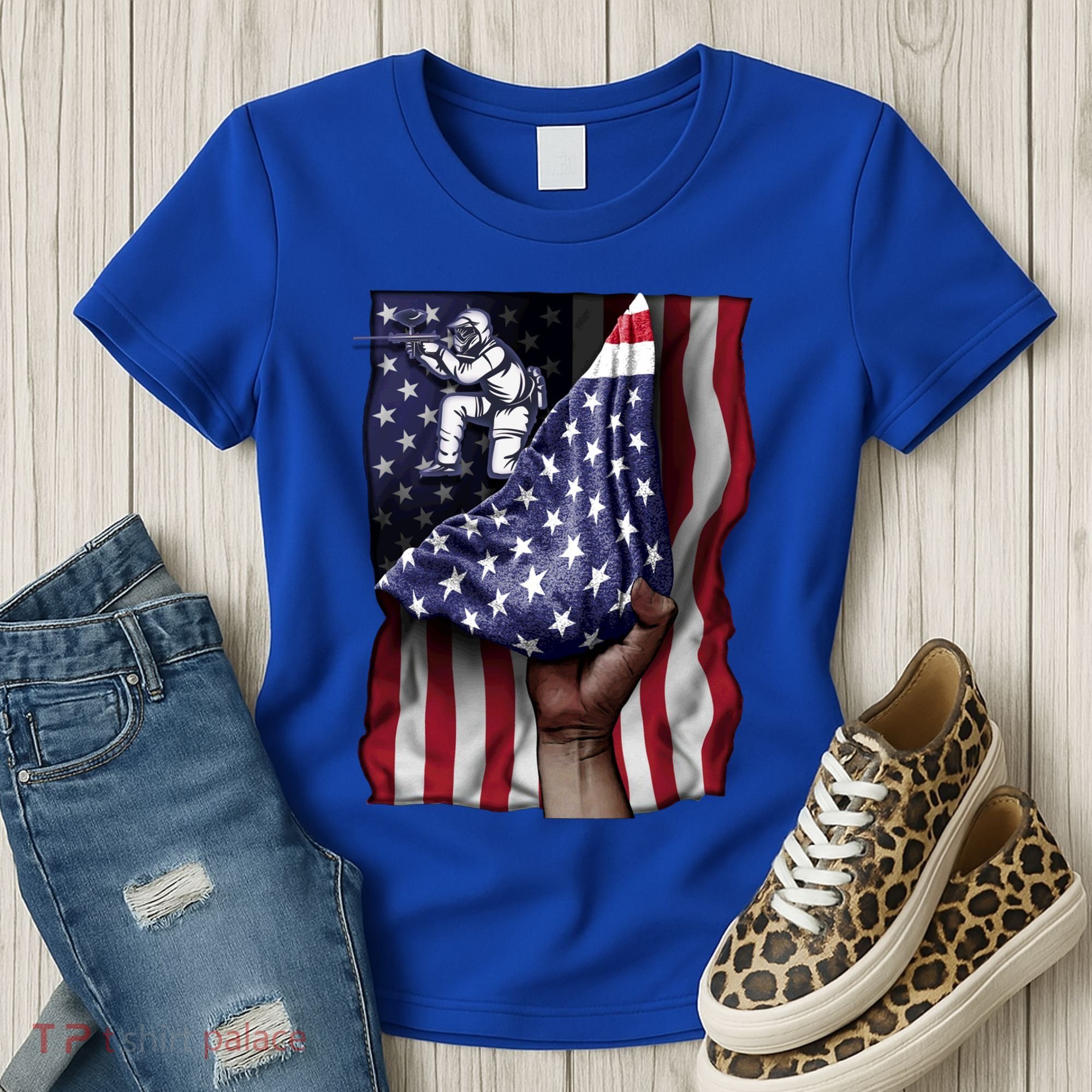 Day Of Independence Us Flag Paintball Funny Gift Women's T-Shirt