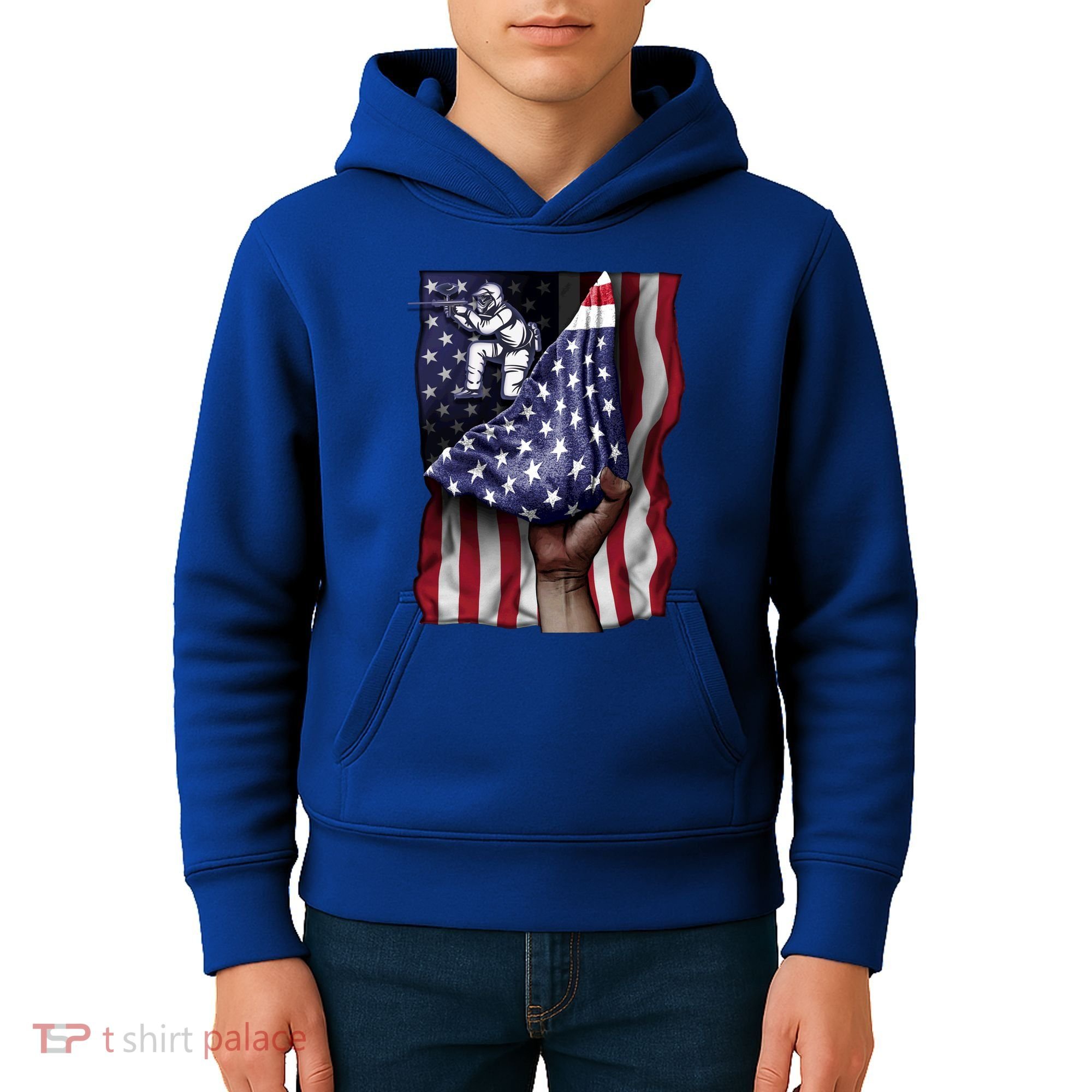Day Of Independence Us Flag Paintball Funny Gift Kids Hoodie