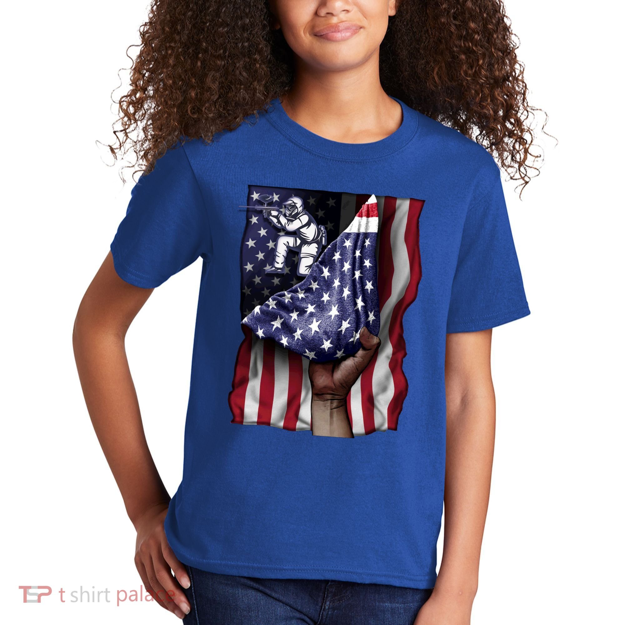 Day Of Independence Us Flag Paintball Funny Gift Kids T-Shirt