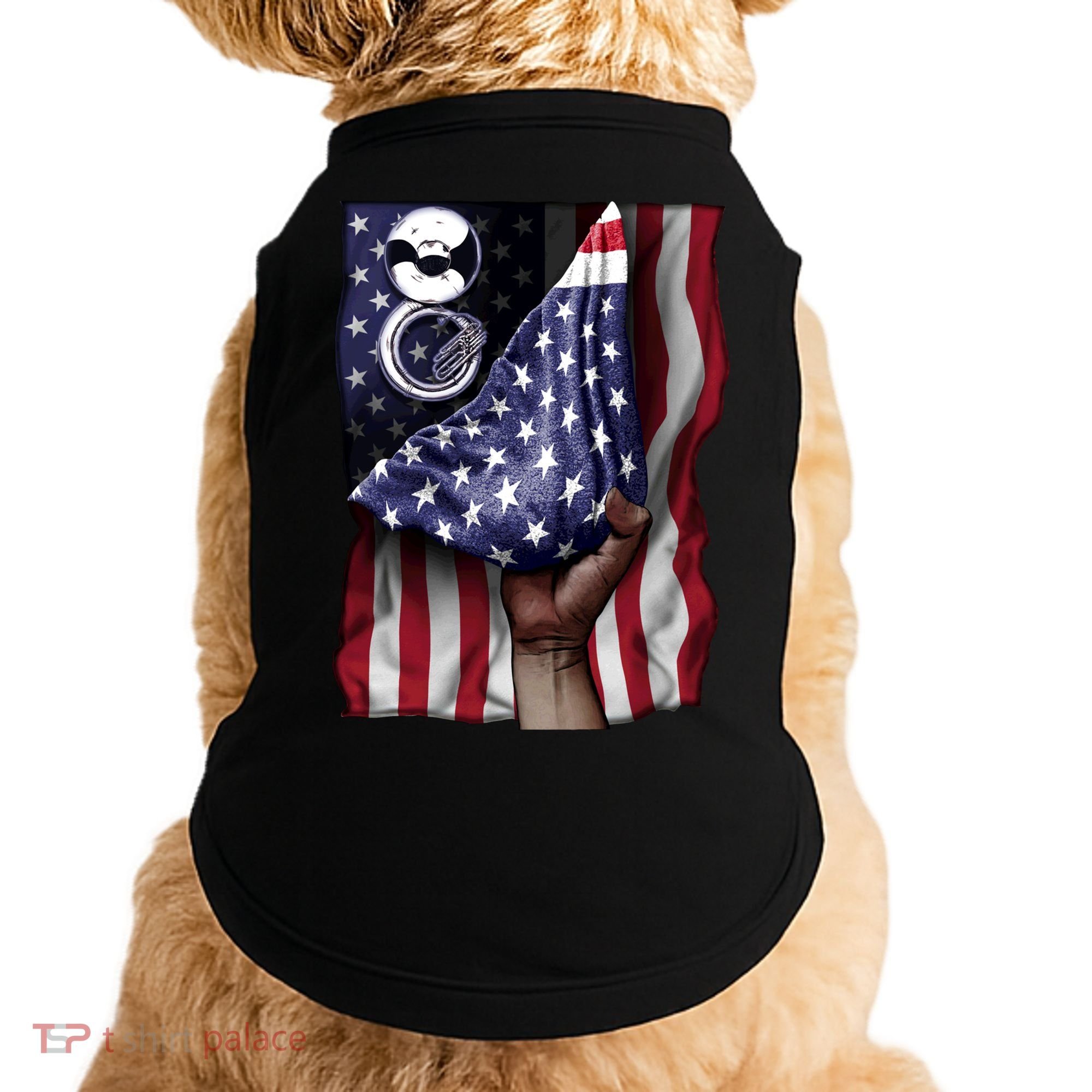 Day Of Independence Us Flag Sousaphone Tuba Meaningful Gift Doggie Tank