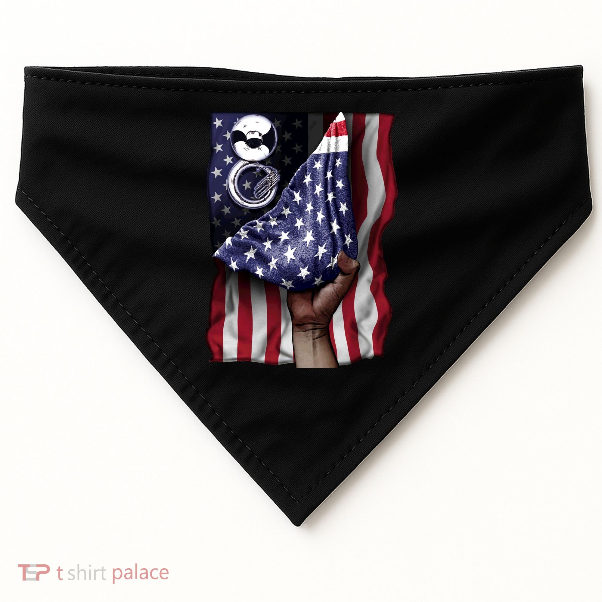 Day Of Independence Us Flag Sousaphone Tuba Meaningful Gift USA-Made Doggie Bandana