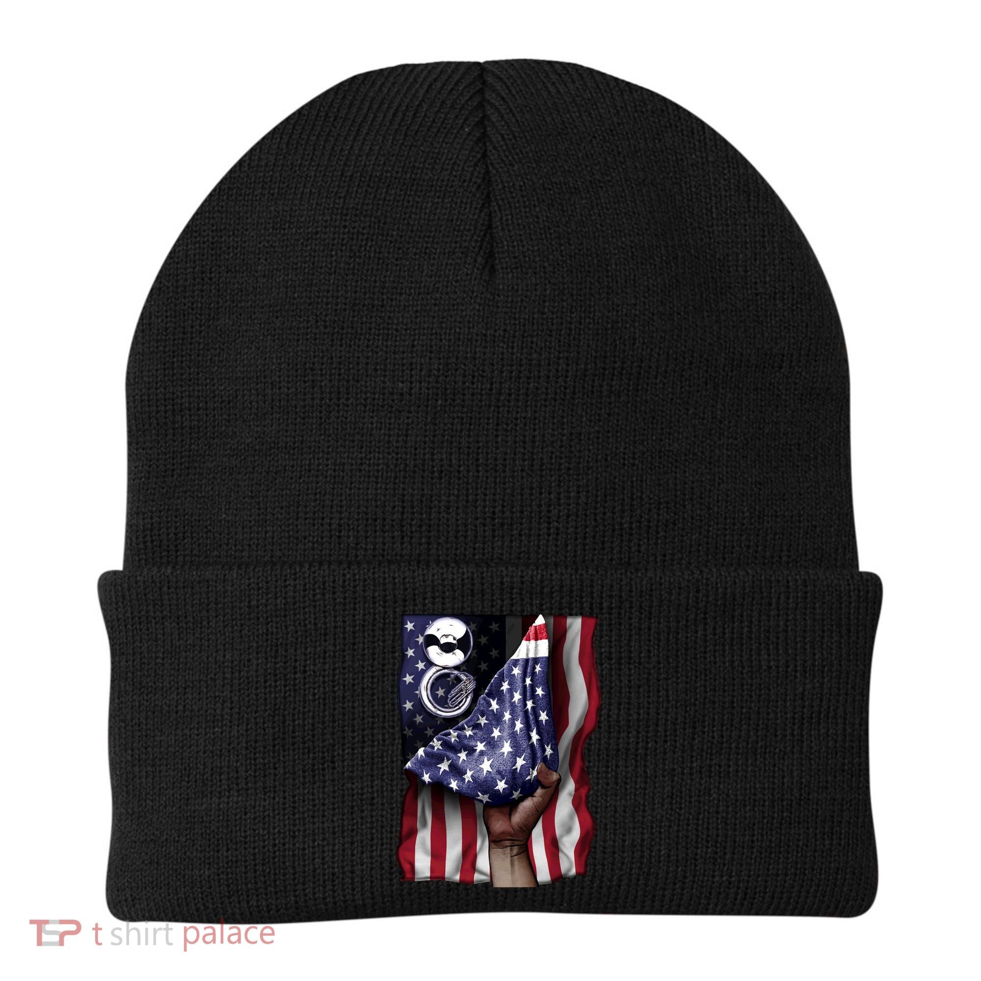 Day Of Independence Us Flag Sousaphone Tuba Meaningful Gift Beanie