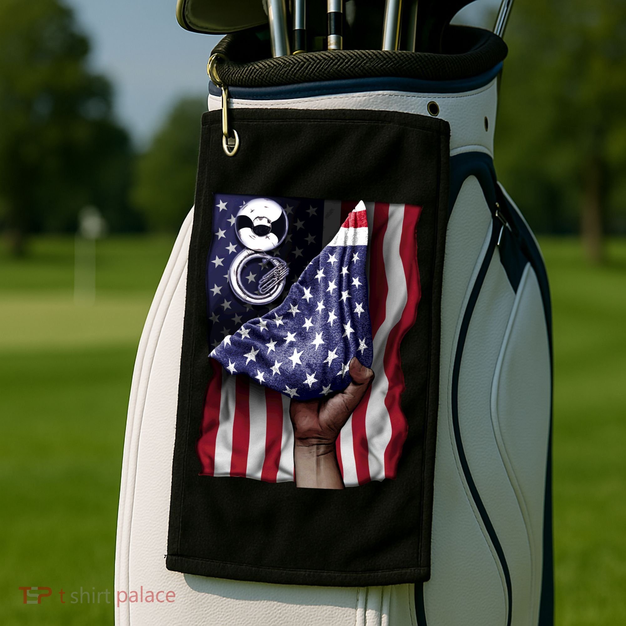 Day Of Independence Us Flag Sousaphone Tuba Meaningful Gift Golf Towel