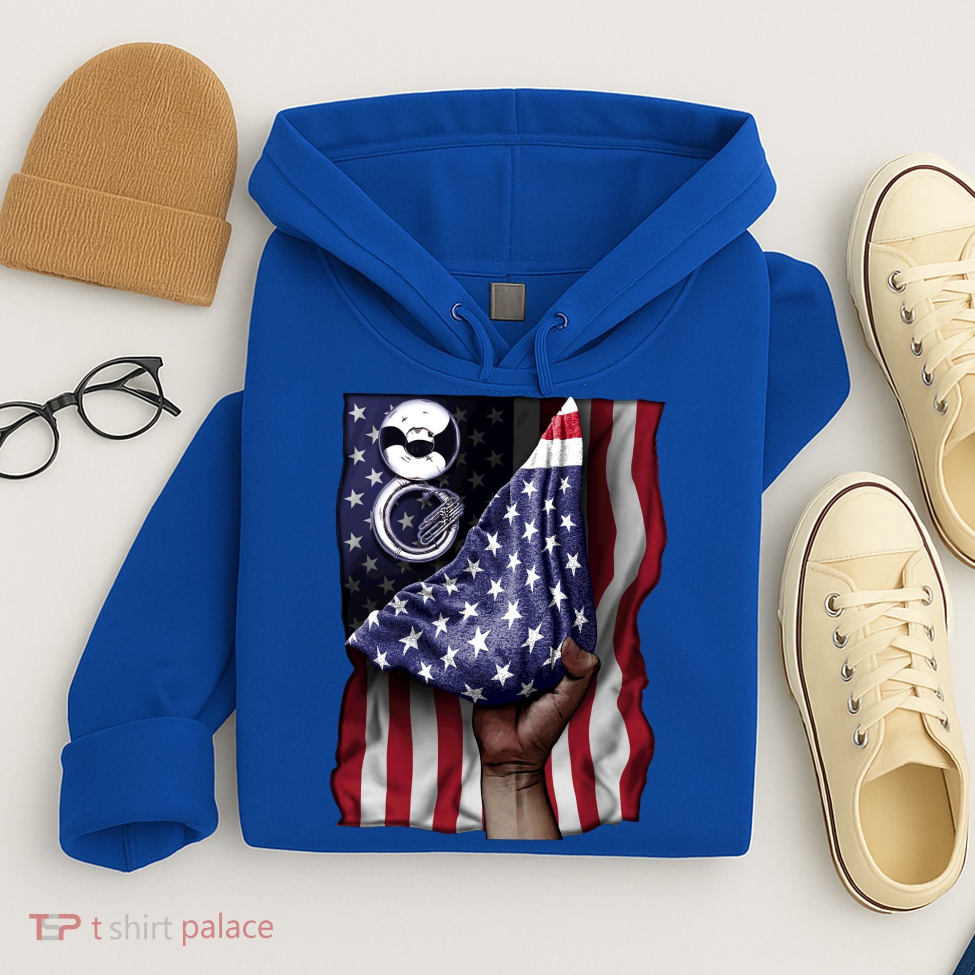 Day Of Independence Us Flag Sousaphone Tuba Meaningful Gift Hoodie