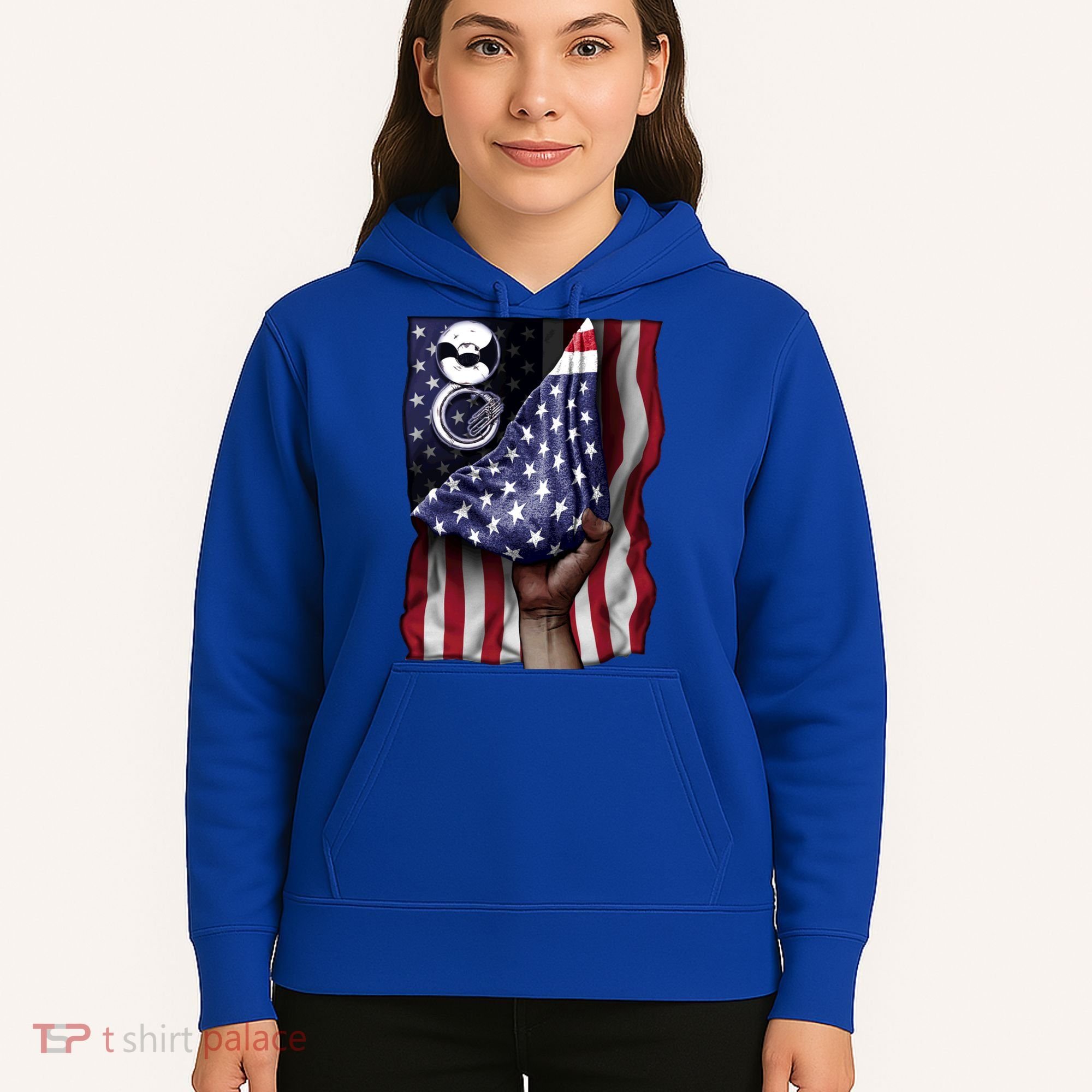 Day Of Independence Us Flag Sousaphone Tuba Meaningful Gift Hoodie