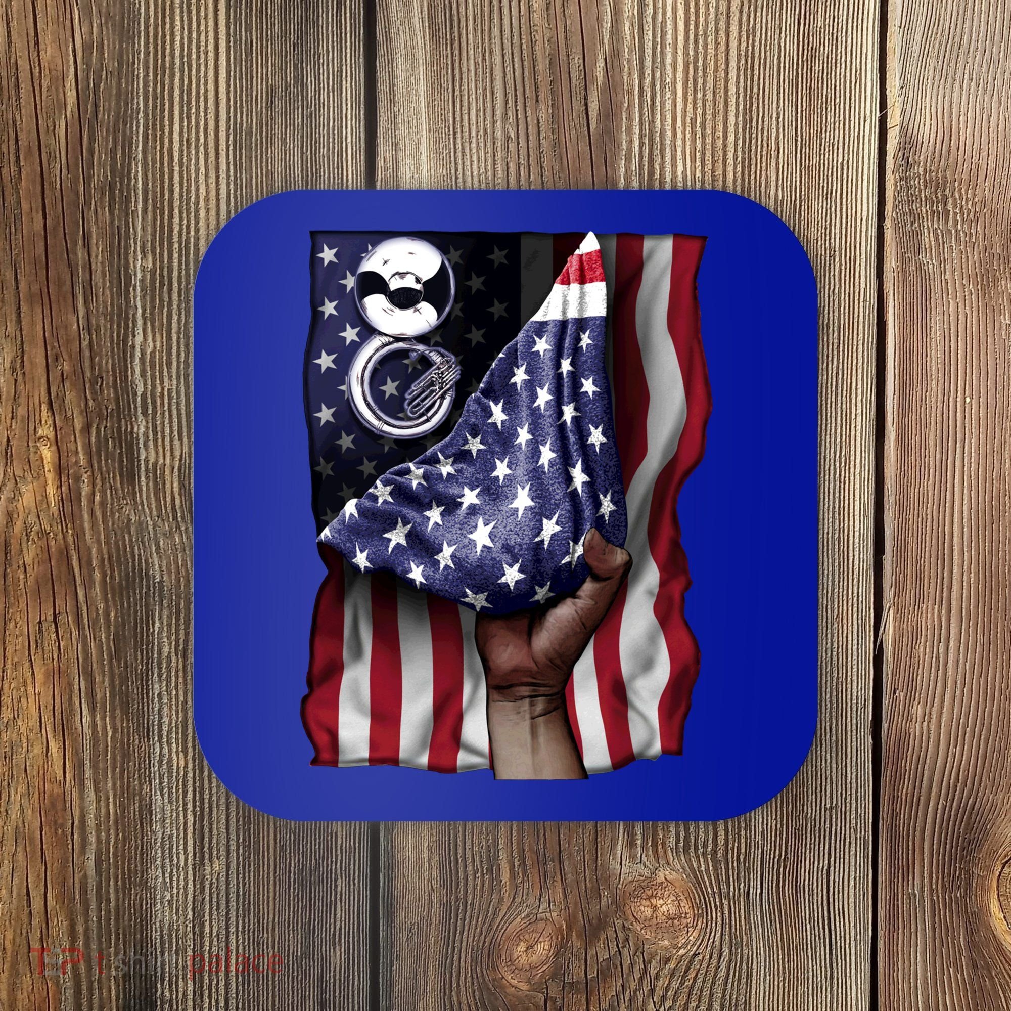 Day Of Independence Us Flag Sousaphone Tuba Meaningful Gift Coaster