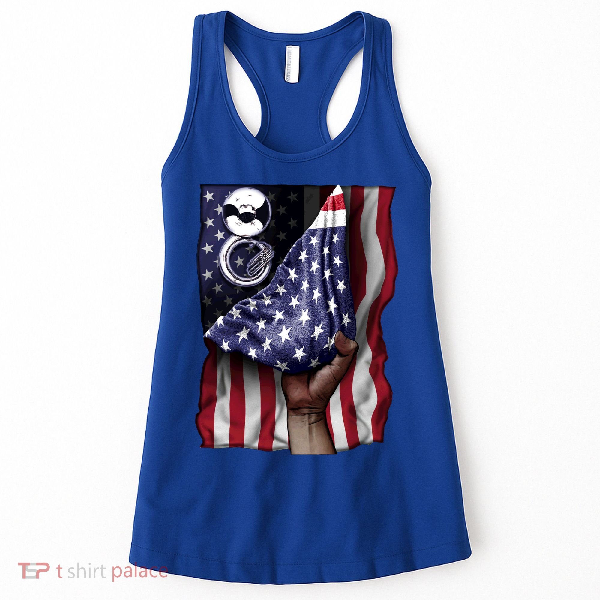 Day Of Independence Us Flag Sousaphone Tuba Meaningful Gift Women's Tank Top