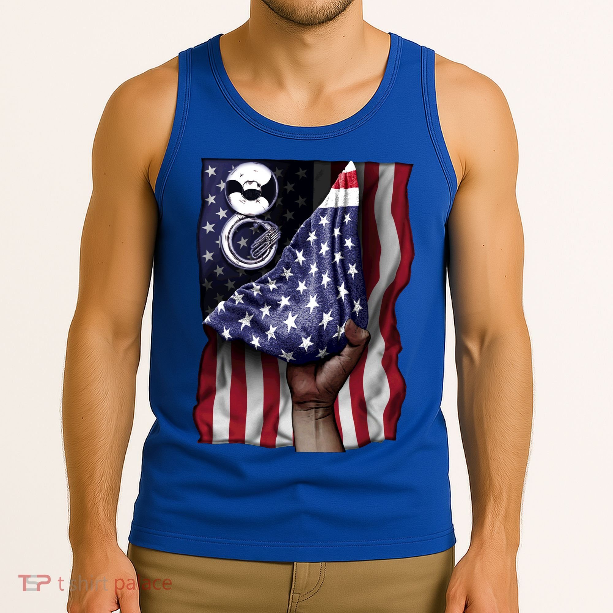 Day Of Independence Us Flag Sousaphone Tuba Meaningful Gift Tank Top