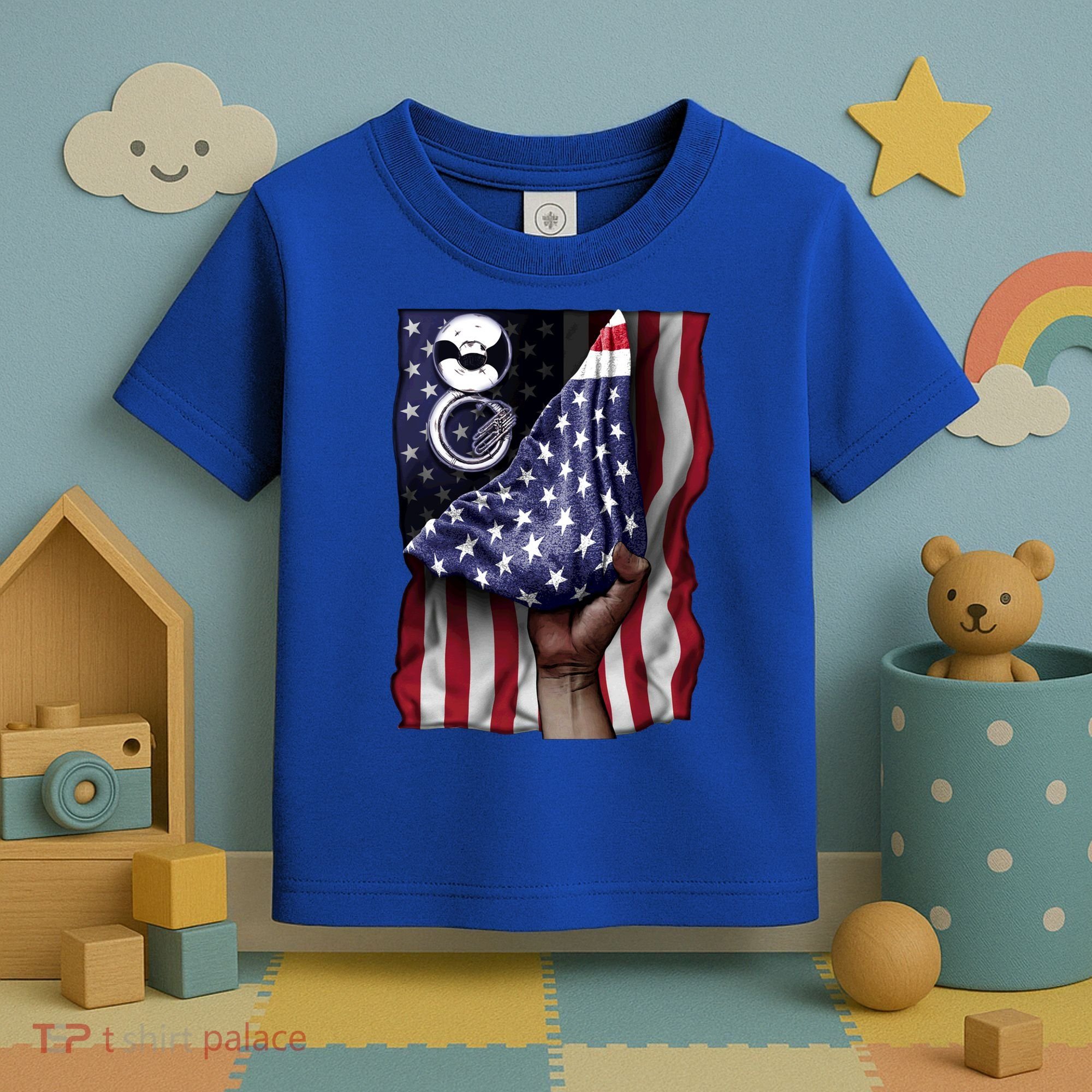 Day Of Independence Us Flag Sousaphone Tuba Meaningful Gift Toddler T-Shirt