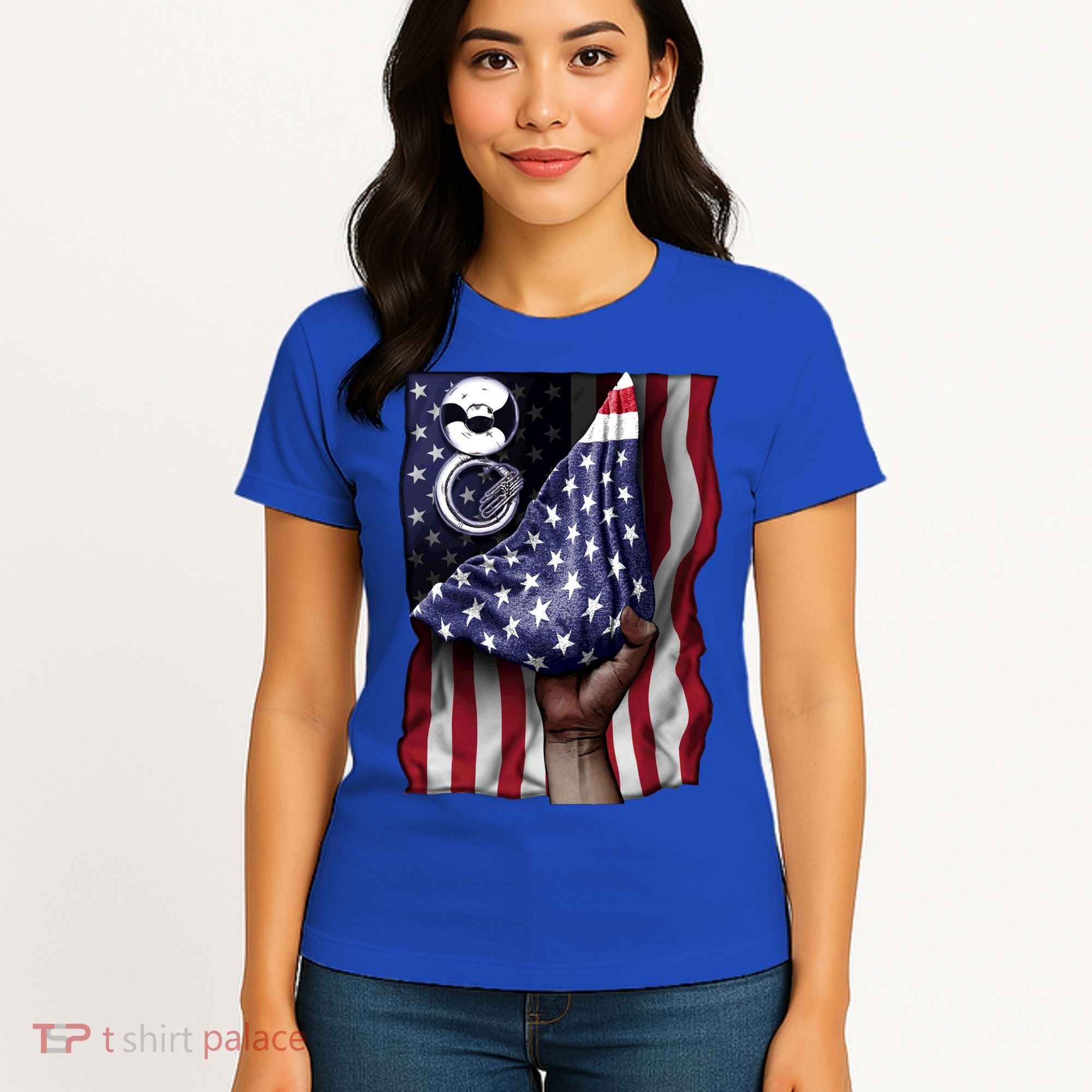 Day Of Independence Us Flag Sousaphone Tuba Meaningful Gift Women's T-Shirt