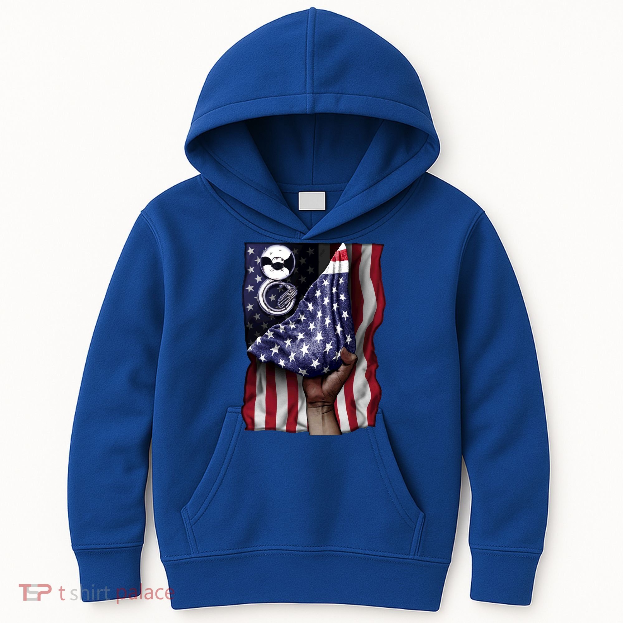 Day Of Independence Us Flag Sousaphone Tuba Meaningful Gift Kids Hoodie