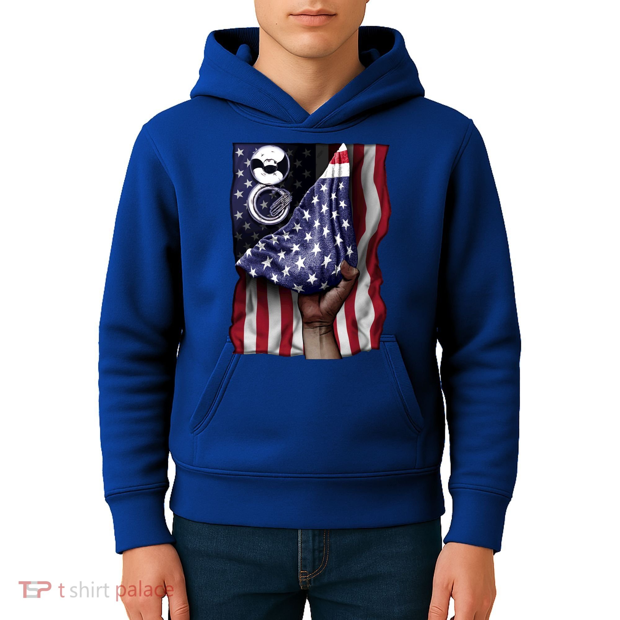 Day Of Independence Us Flag Sousaphone Tuba Meaningful Gift Kids Hoodie