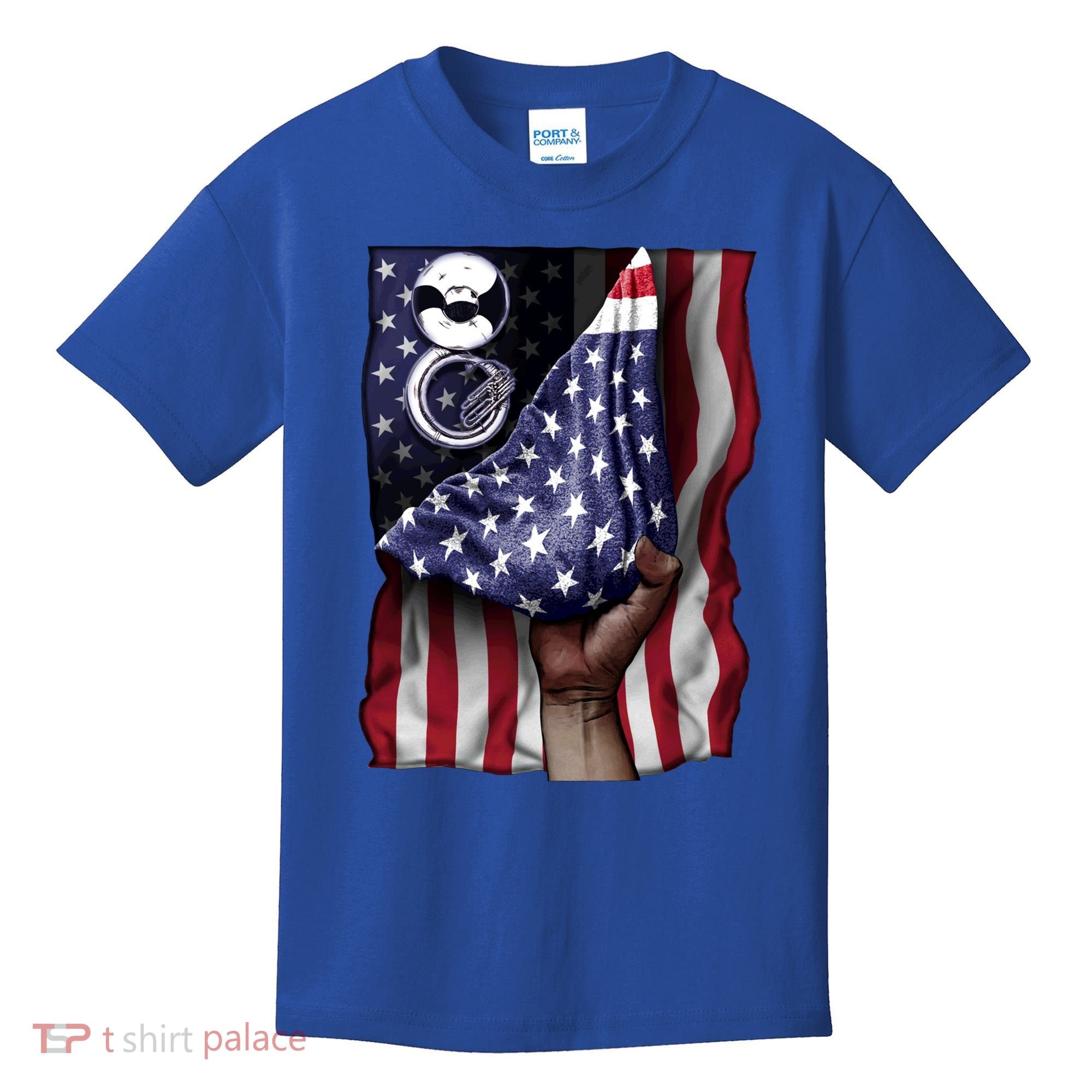 Day Of Independence Us Flag Sousaphone Tuba Meaningful Gift Kids T-Shirt