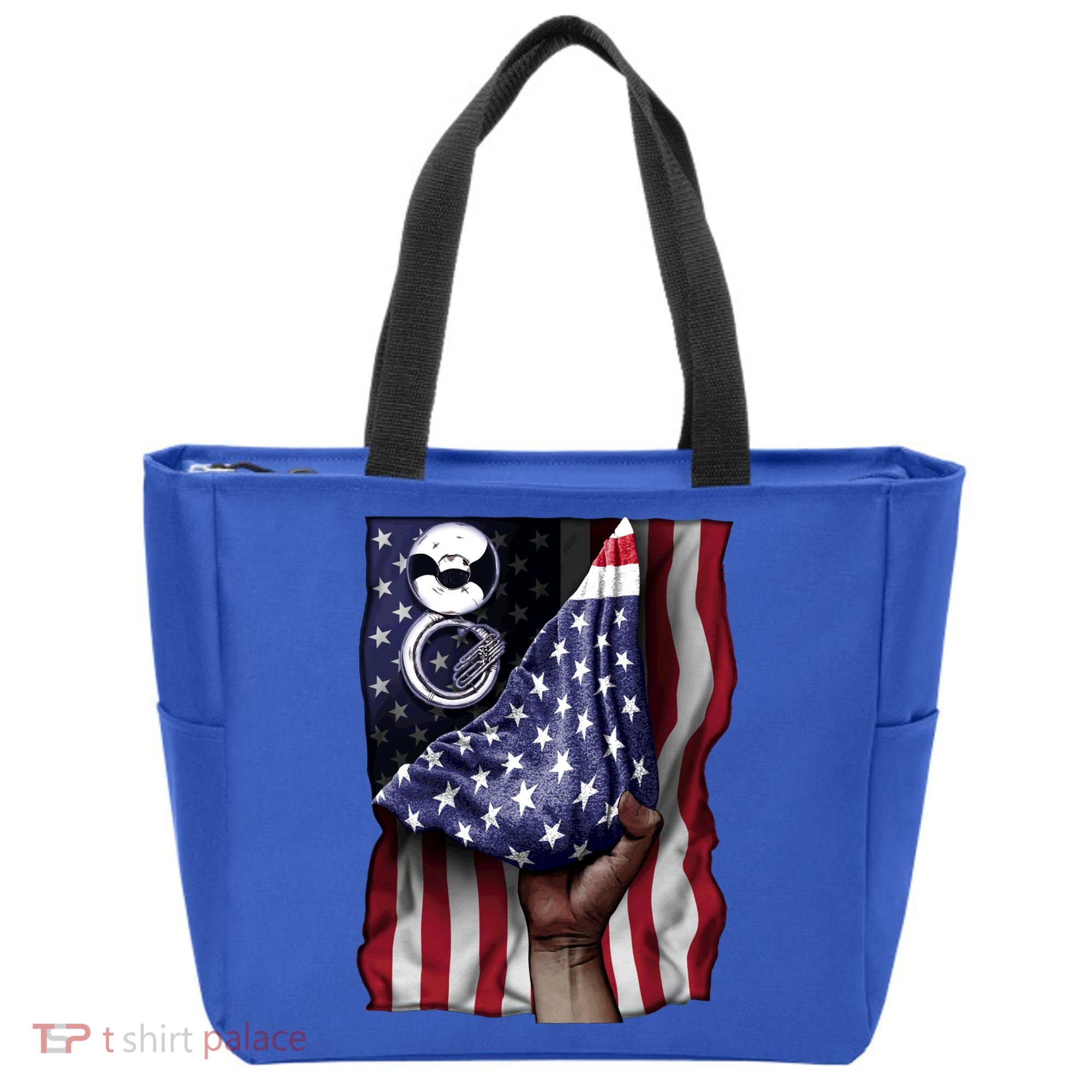 Day Of Independence Us Flag Sousaphone Tuba Meaningful Gift Tote Bag