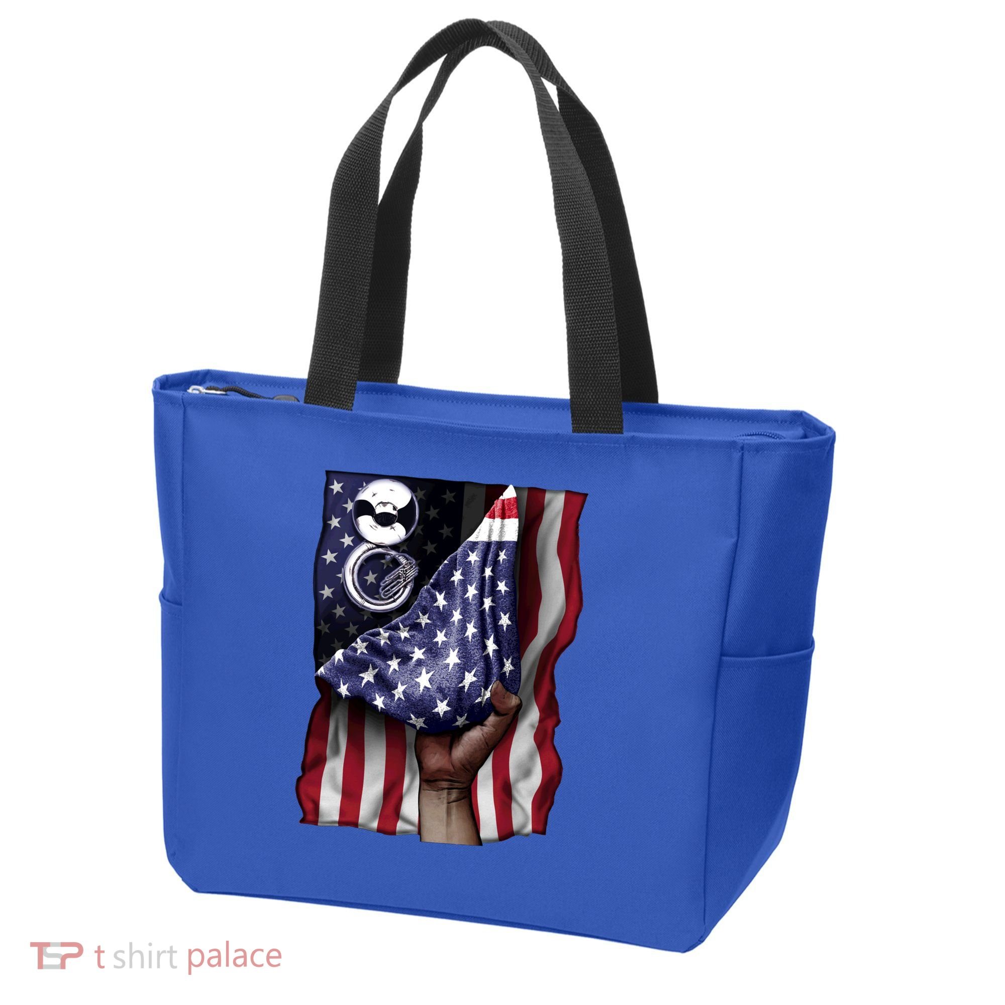 Day Of Independence Us Flag Sousaphone Tuba Meaningful Gift Tote Bag