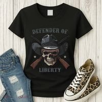 Defender Of Liberty Skull Women's T-Shirt thumb 3