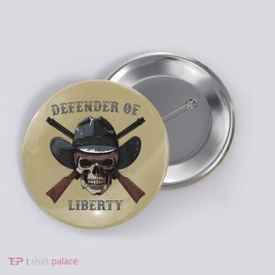 Defender Of Liberty Skull Button