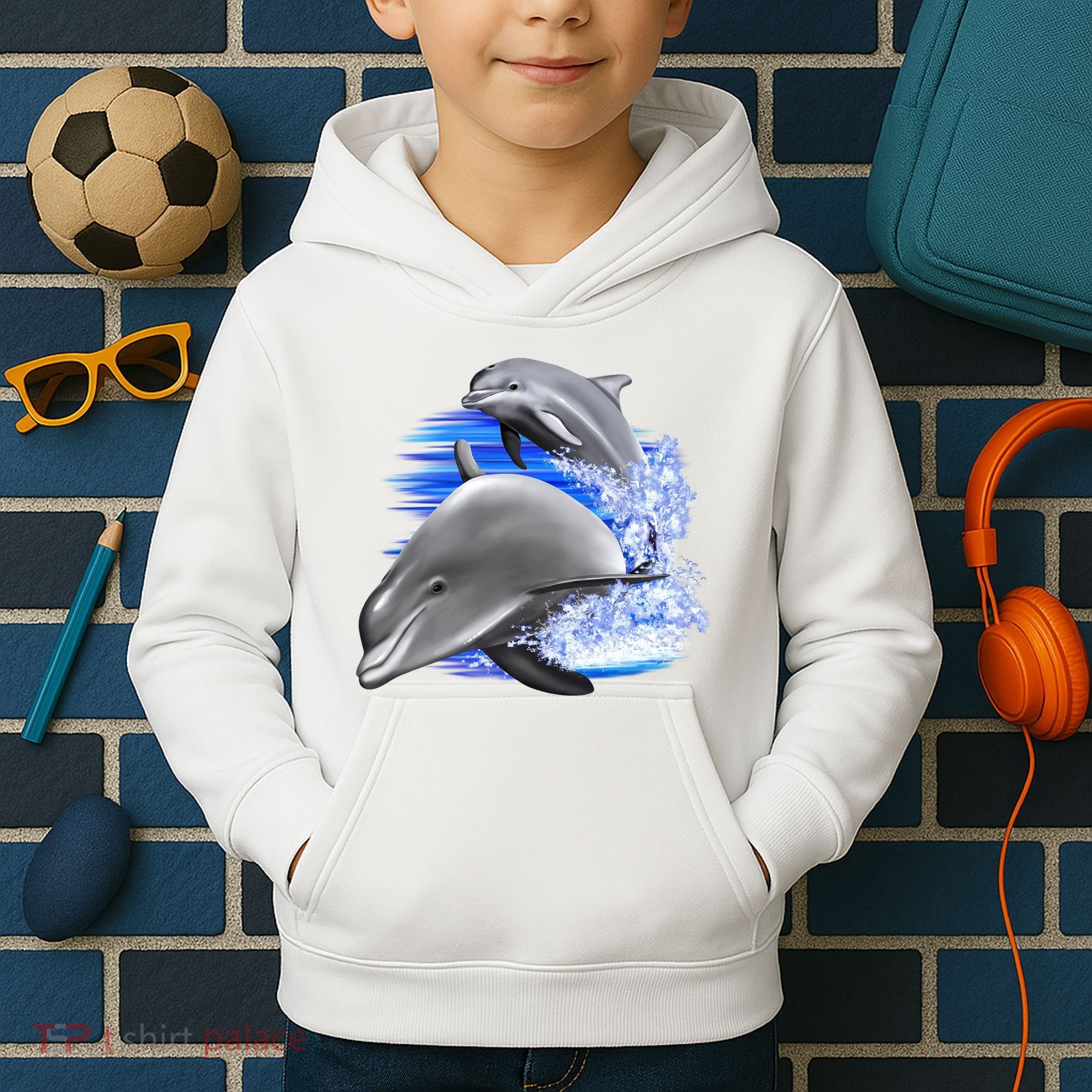 Dolphins Jumping Kids Hoodie