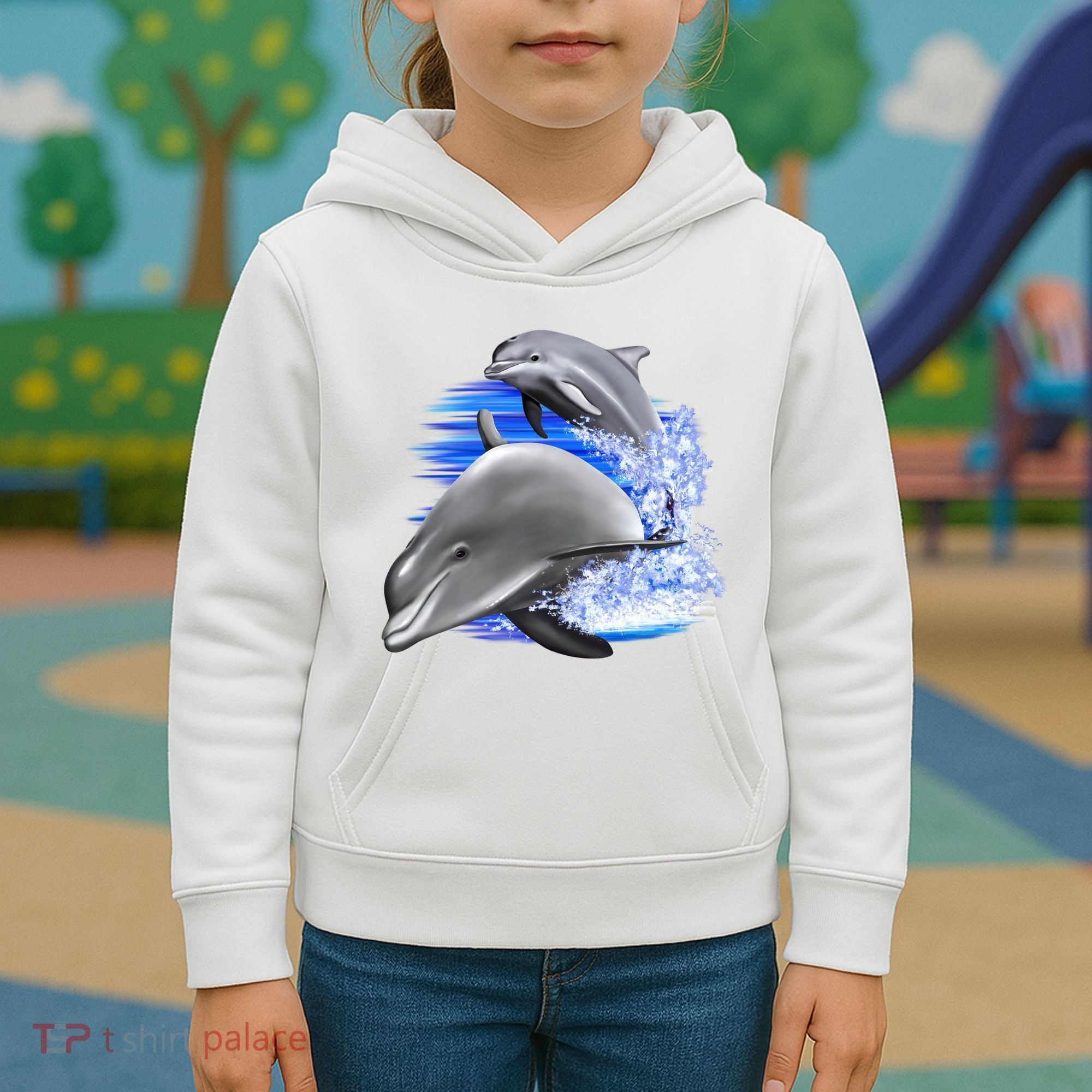 Dolphins Jumping Kids Hoodie