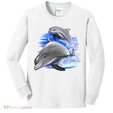 Dolphins Jumping Kids Long Sleeve Shirt