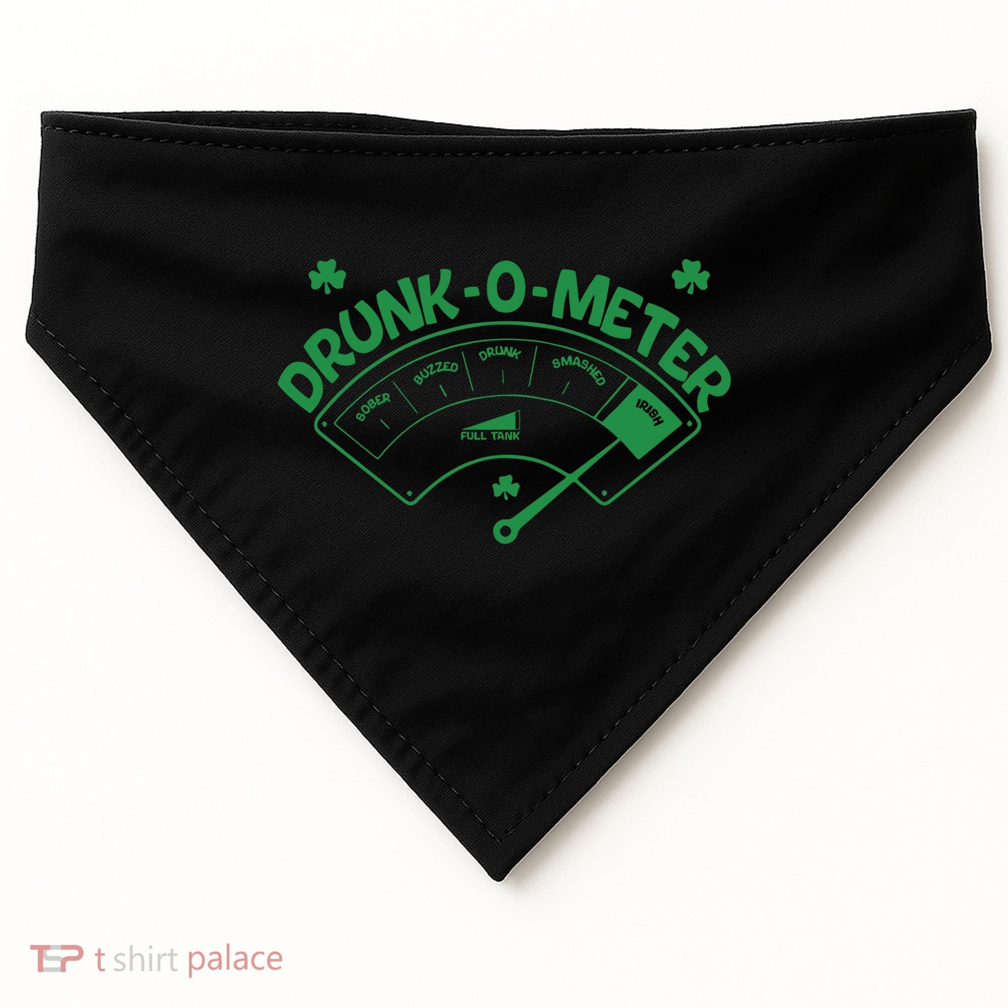 Drunk O Meter Sober Boozed Drunk Smashed Irish Clover Shamrocks USA-Made Doggie Bandana