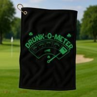 Drunk O Meter Sober Boozed Drunk Smashed Irish Clover Shamrocks Golf Towel thumb 1