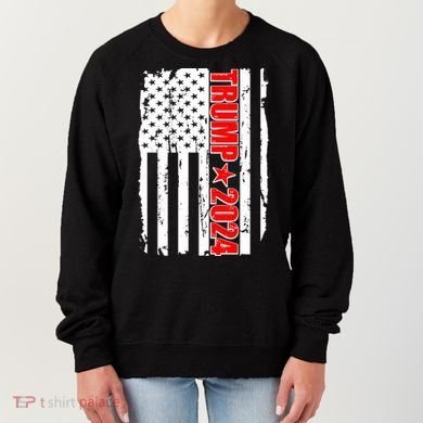 Donald Trump 2024 Distressed US Flag Women's Sweatshirt
