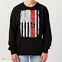 Donald Trump 2024 Distressed US Flag Women's Sweatshirt thumb 0