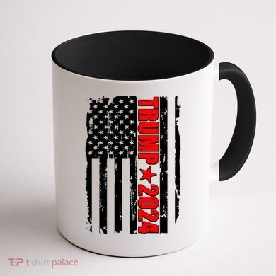 Donald Trump 2024 Distressed US Flag Coffee Mug back