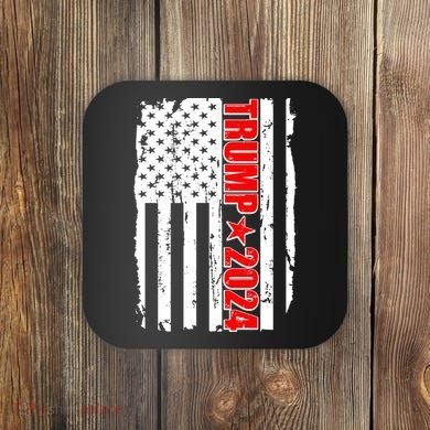 Donald Trump 2024 Distressed US Flag Coaster