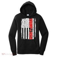 Donald Trump 2024 Distressed US Flag Women's Hoodie thumb 0